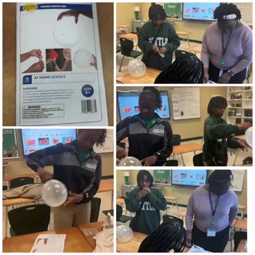 🧪🎈 Exciting times in our 7th Grade STEM class! Students conducted a fun and engaging “Screaming Balloon” science experiment! Students placed a hex nut inside a latex balloon, inflated it, and gave it a spin. The result? A high-pitched sound that amazed everyone! What a great way to see physics in action while having a blast!🚀 #STEM #scienceexperiment #learningisfun | Scarborough Model Middle School