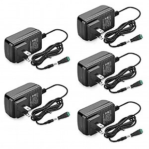 12V LED Strip Power Supply, 2A 24W Power Adapter, 12V Power Supply for LED Strip Lights Security Camera DVD Player, AC 100-240V to DC 12V Transformer, US Plug (5 Pack)