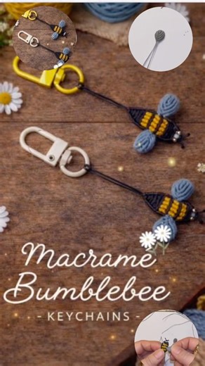 DIY Micro Macramé Bumblebee Keychain 🐝 | Cute Handmade Gift Idea