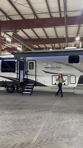 9.3K views · 307 reactions | The Reflection 337RLS! • Over 26’ of awning space for entertaining purposes • 40” Swivel TV that’s visible from all seating locations • Spacious kitchen pantry • Large bedroom closet with shelves & W/D prep What more could you need!? #gdrv4life #granddesignrv #reflection #rvfloorplan #fifthwheel #traveltrailer #rvtravel | Grand Design RV | Facebook