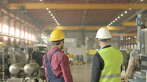 Two men meeting at the factory