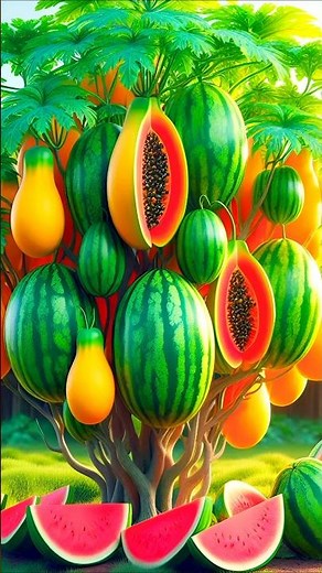 new method of propagating and growing hybrid papaya and watermelon fruit trees #garden #fruit
