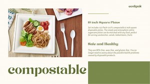 ECOLipak 150 Piecs Compostable Square Plates, 6 inch Eco-friendly Heavy Duty Biodegradable Sugarcane Disposable Paper Plates for Party Dinner Birthday