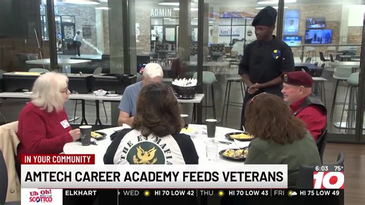 AmTech students serve breakfast to veterans Tuesday morning