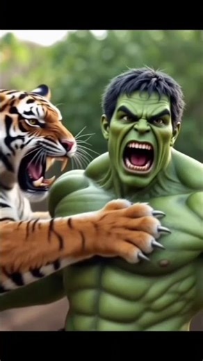 Hulk vs tiger😱😱 #avengers #hulk #ai #marvel #actionvideo
