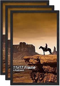 A PLUS MAX 11x17 Picture Frame Set of 3 Black Light Weight Wall Mount