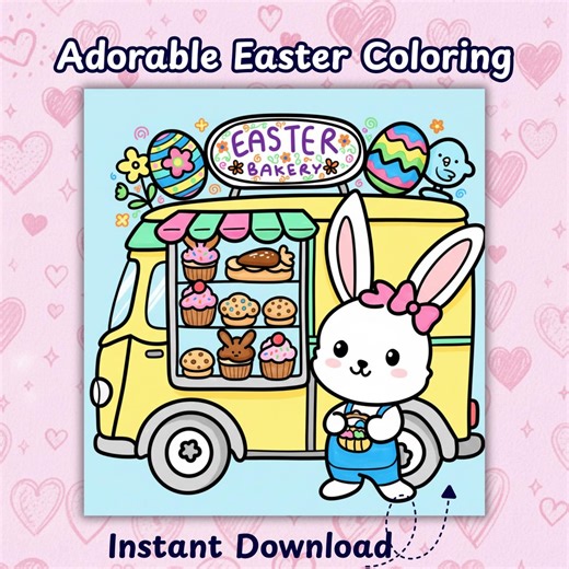 Easter Bunny Spring Groovy Design Coloring Pages for Kids Teens Adults to Relax Enjoy Classroom Holiday Season With Instant PDF Download - Etsy