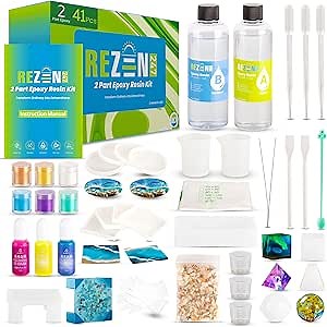 ZEN247 Epoxy Resin Kits and Molds Complete Set - Epoxy Resin Kit with Molds Complete Set - Unique Resin Molds Kit with Crushed Seashells for Ornaments - Glow in the Dark Pigment