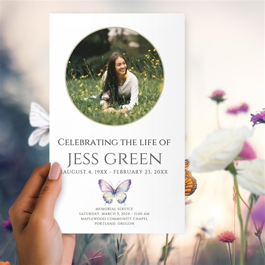 Memorial Invitation Template Editable Funeral Announcement Canva Celebration of Life Instant Download - Etsy