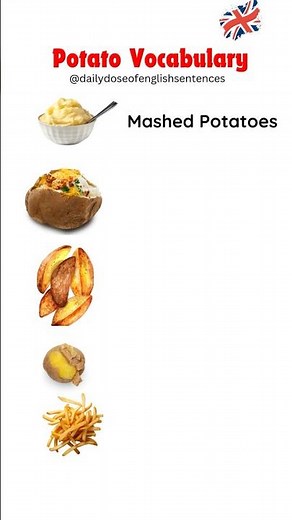 Potato Vocabulary in English - Learn Different Types of Potatoes 🍟🥔#potato #english #cooking