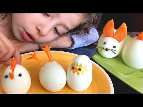 5 ideas fáciles de hacer animales con un Huevo 🐣 HUEVOS ARTE | LUNA MIA COMIDA