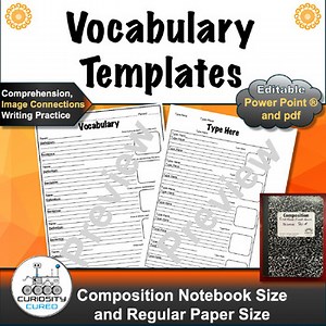 Vocabulary Template- pdf and Power Point® Editable Printable Resource