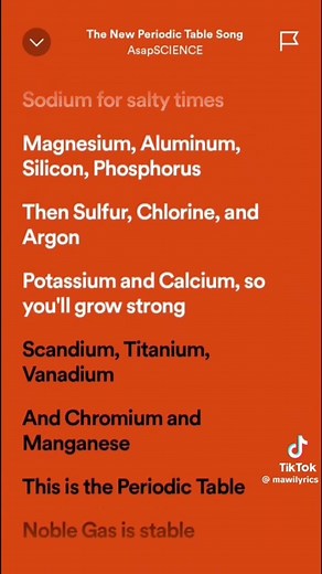 the elements of the periodic table lyrics