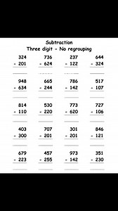 Subtraction worksheet for grade3 Kiddoctive - Homeschooling #fyp #maths #subtraction #grade3 #reelsvideo | Kiddoctive - Homeschooling