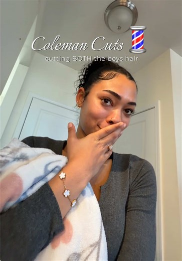 I should’ve just cut mine while we were at it 🤣#mom #haircut #fyp #sahm #dadtok