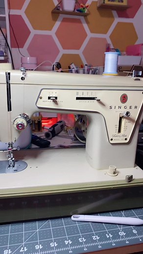 Threading and Tension Dial on Vintage Singer Sewing Machine