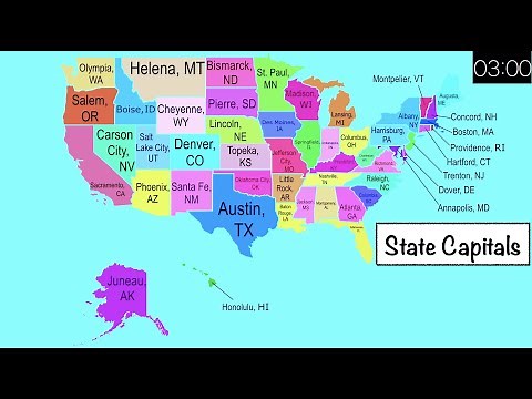 🔴 U.S.A. State Capital City Names, Locations. United States of America Map. USA Geography. History 🔴