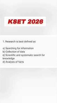 KSET 2026 Paper 1||Research aptitude questions
