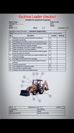 Safety Study Zone on Instagram: "Backhoe Loader checklist #reels #viral #trending #safety #instagram"