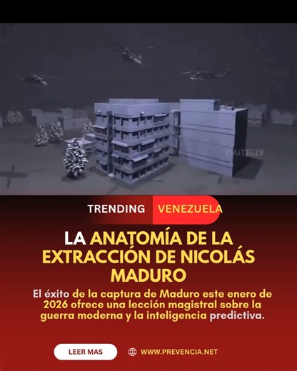 🔍 Patrón de Vida y Sigilo: La anatomía de la extracción de Nicolás Maduro. El éxito de la captura de Maduro este enero de 2026 ofrece una lección magistral sobre la guerra moderna y la inteligencia predictiva. Puntos clave del análisis: Análisis de Patrones de Vida (Life-Pattern Analysis): El uso de IA para procesar hábitos diarios permitió identificar una "ventana de vulnerabilidad" fuera de sus habitaciones de seguridad. 🛰️📊 Neutralización de la "Panic Room": El objetivo principal del coman