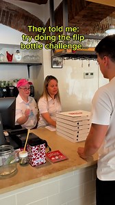 1.5M views · 26K reactions | They told me: try doing the flip bottle challenge…藍 The protagonists are Marika and Sonia from Pit'sa a beautiful pizza concept in Bergamo that offers vegan options and employs people with disabilities #cheflife #pizza #food #restaurant #comedy #funny | Chef Pier | Facebook
