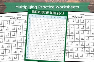 24 Printable Multiplying Practice Worksheets | Numbers 1-12 | 1st-4th Grade Math | Math Worksheets | 0-12 Multiplication Table - Etsy