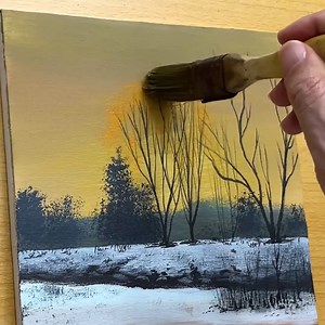 Acrylic Painting - Winter Sunset #art #painting #acrylicpainting | Joony art