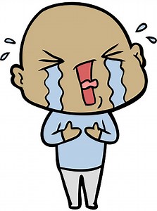 cartoon crying bald man