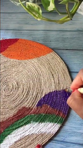 Hand painted jute diy wall hanging craft/ jute craft/ Golden rope wall decor #shorts #diy #artwork
