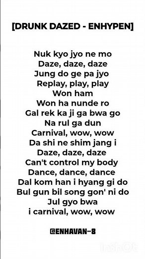 DRUNK DAZED - ENHYPEN LYRICS # #enhypen_is_7 #kpop #ehypen #bts