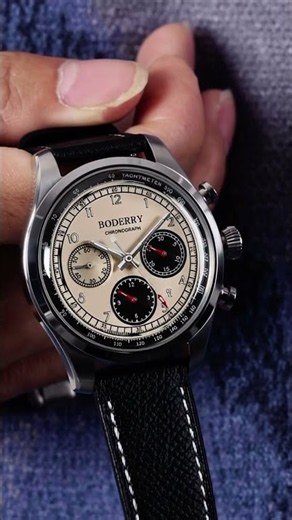 Boderry Asymmetry — mechanical chronograph, cream dial and movement