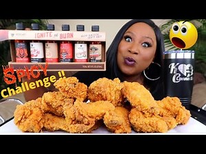 FRIED CHICKEN WINGS MUKBANG + HOT SAUCE CHALLENGE