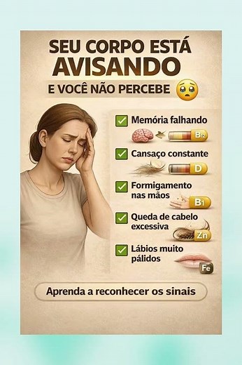 🩺😨 5 Sinais Que Seu Corpo Dá Quando Falta Vitamina ‼️Leia a Descrição ‼️#saude