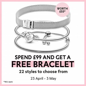 9K views · 61 reactions | Ends midnight tonight! It's your last chance to get a FREE bracelet when you spend £99 or more* ⏰ Shop now: go.pandora.net/2Psl9GR Find your nearest store: go.pandora.net/2R5Goi1 *T&Cs apply | Pandora | Facebook