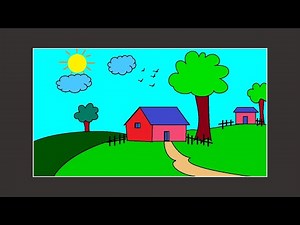 How to draw Simple Drawing / easy village scenery / Ms Paint Art - Creator Work Space.
