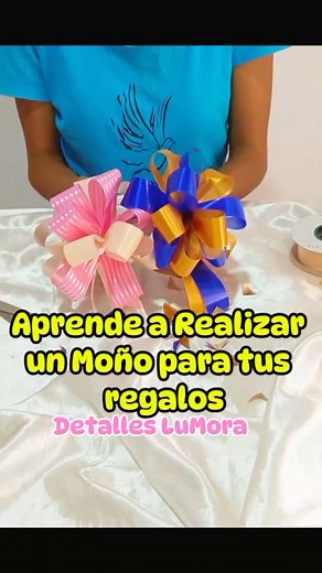 2.2K views · 13K reactions | Tutorial Moño en cinta de Papel. Aprende a Realizar un hermoso moño para tus regalos. Materiales -Cinta de papel | 2 metros por color -Tijeras #desayunosorpresacali #desayunoscali #fyp #tutorialmoños #merrychristmas #moños #parati #ideas #reagaloscali #manualidades #ideas #fypシ | Detalles LuMora | Facebook