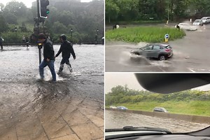 Edinburgh hit with serious flooding as bypass locked down and cars submerged