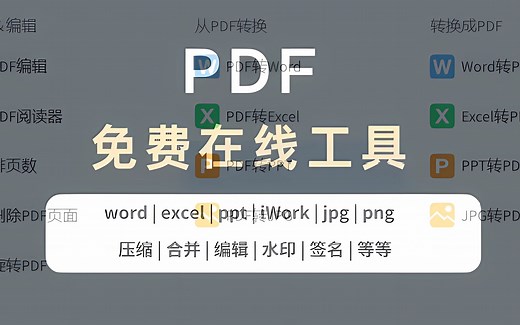免费在线PDF编辑器，支持PDF转PPT、WORD、EXCEL、JPG等