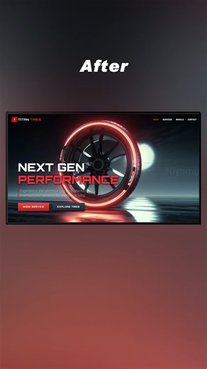 Niyamu on Instagram: "WEBSITE DESIGN FOR TYRE SERVICE CENTER 🔧UI Design in Figma Animation in Figma Tutorial For Beginners What do you Think about this Animated Web Design ? Share Your Thoughts as a Comment Below 👇 This Video is Showing How We Made a Animated Website For a Client Who Need to Design a BEST Looking Beautiful Website Design For Their Business to Increase More Sales From Website. 🔥 Watch the Before & After View of UI UX Design of a Animated Website We Made using Figma and Custom 