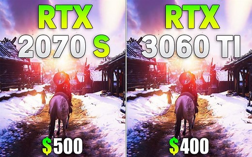 RTX 2070 Super vs RTX 3060Ti  显卡游戏性能测试对比（4K分辨率，CPU为i9-10900K）  4K 60帧视频
