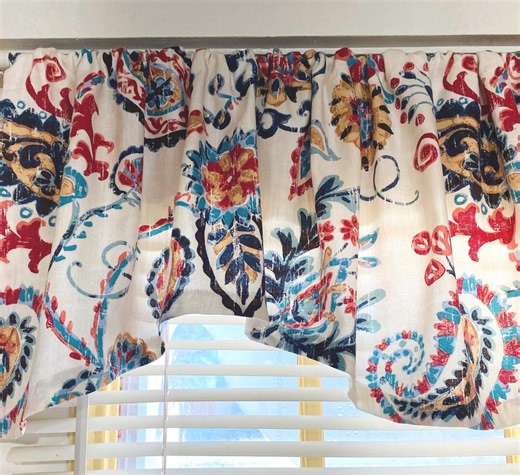 Paisley Window Valance: Navy, Red, Blue 53”x14” - Etsy