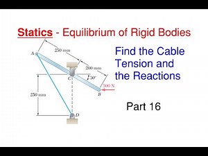 How to Find the Tension in the Cable and the Reactions– Static Equilibrium of Rigid Bodies Part 16