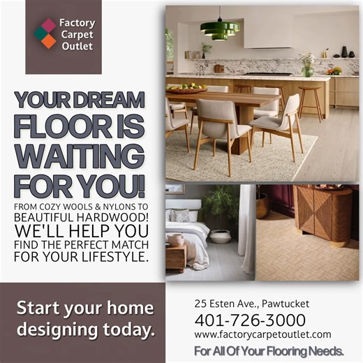 Come visit us today! Showroom OPEN today 9 to 3p.m. www.factorycarpetoutlet.com #pawtucketsmallbusiness #DesignerCarpet #dreamcarpet #DreamFloors | Factory Carpet Outlet