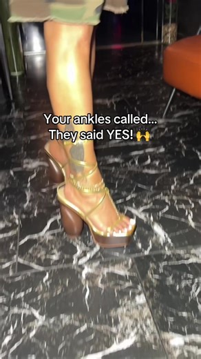 Affordable Gold Strappy Platform Heels for Night Out