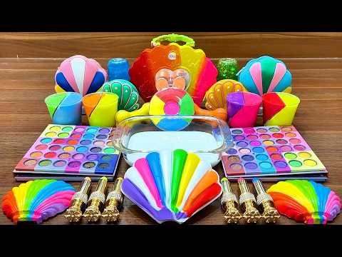 Slime Mixing Rainbow Glossy Slime – Makeup, Clay, Beads & Charms #168