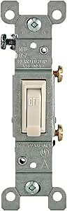Leviton Framed Grounded Toggle Switch, 120 V, 15 A, 1 P, Light, 1 Count, 1451-2T, Almond