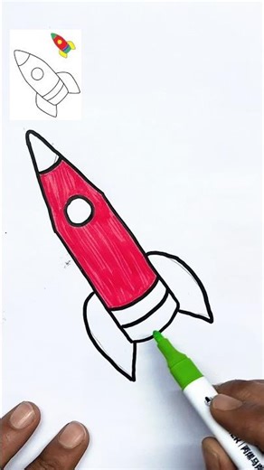 Easy Rocket 🚀 Drawing #shorts #rocketdrawing #chitrakala