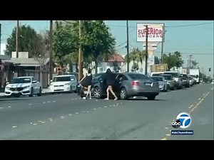 Video shows 3 women ram car and smash its windows with driver inside in SoCal l ABC7