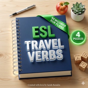 Movement & Travel Verbs Sub Plans: Newcomer ESL Crosswords with Word Bank