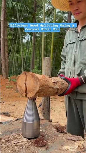 Efficient Wood Splitting Using A Conical Drill Bit